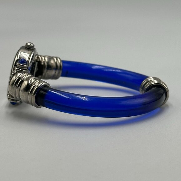 Ottimo Watch Women Silver Tonel Blue Transluscent Cuff Band New Battery - Picture 8 of 13